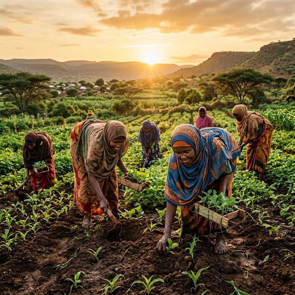 Somali farmers in the field